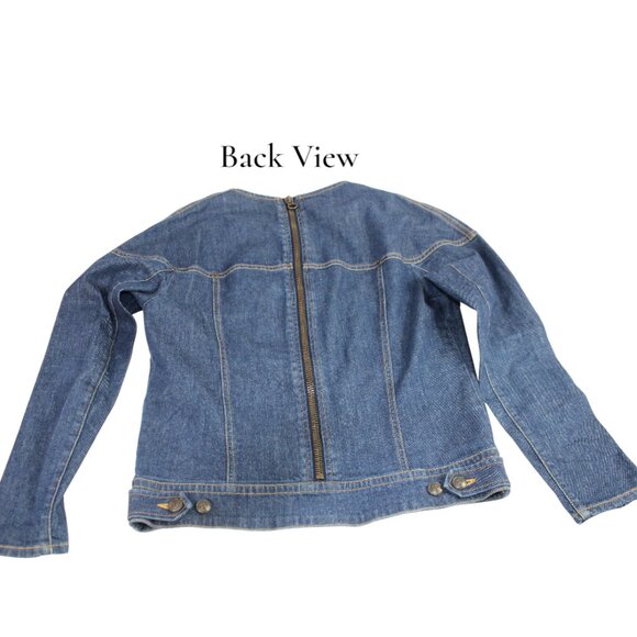 See By Chloe Front Back Zipper Detailing Blue Wash Denim Jacket Size 2 - Picture 4 of 7